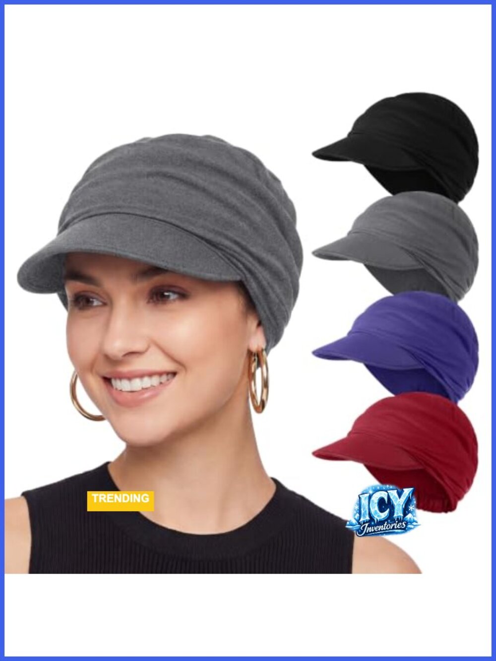 4 Pack Newsboy Chemo Caps Viscose Breathable Moisture Wicking